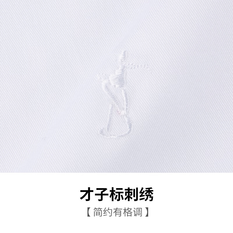 才子（TRIES）【明星同款】男士商务休闲长袖衬衫易打理纯色百搭职场白衬衣 白色 2XL 41(175/96A)