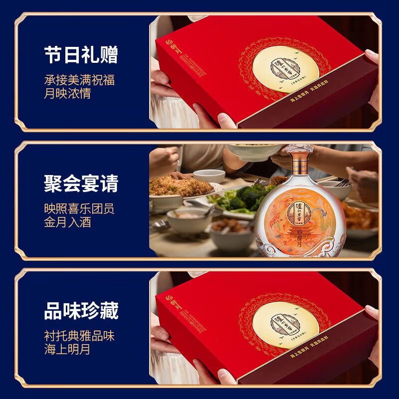 瀘州老窖定制酒金醉月52度浓香型白酒 中秋送礼收藏纪念酒 官方宴请酒醇香大瓶 52度 1L 1瓶 1升*单瓶礼盒装