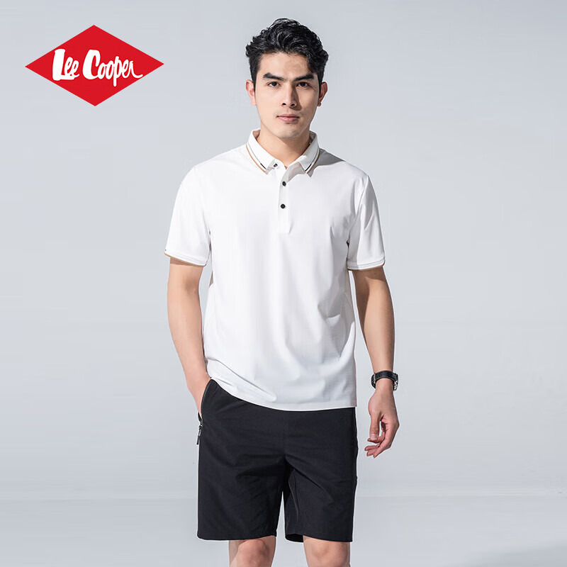 lee cooper男士t恤短袖冰丝纯色翻领透气夏季薄款polo领上衣商务休闲