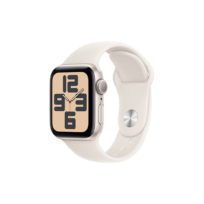 再降价、PLUS会员：Apple/苹果 Watch SE 智能手表GPS款40毫米星光色铝金属表壳星光色运动型表带S/M MXF43CH/B