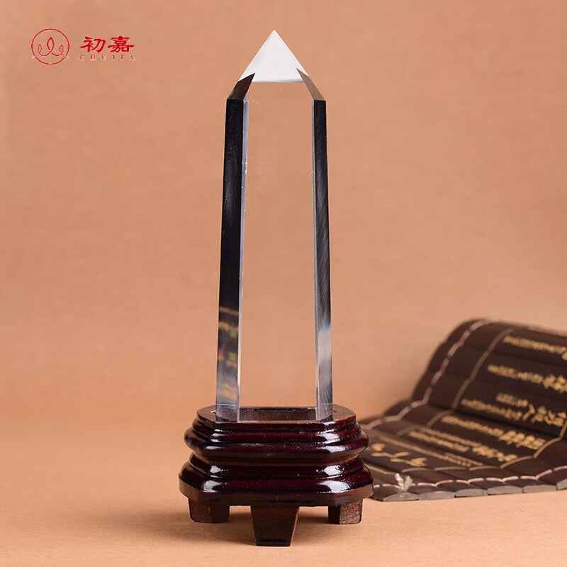 初嘉 水晶柱熔炼柱 高纯度水晶全净高透六棱柱客厅 玄关书房居家摆件