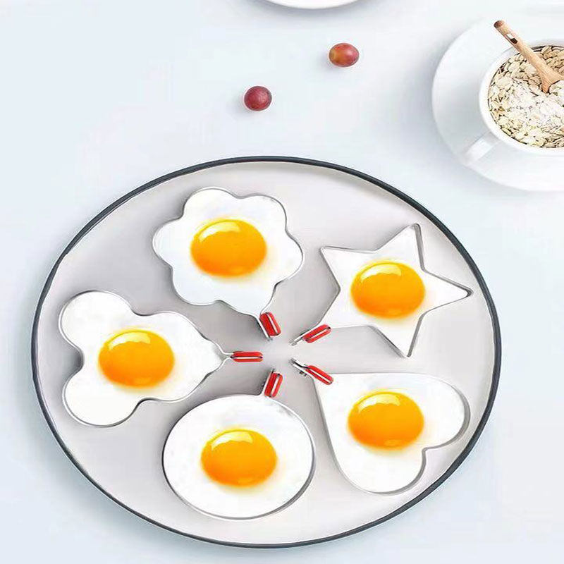 言米加304不锈钢煎蛋器模型荷包蛋模具爱心型煎鸡蛋模具可爱便当煎蛋神 五件套模具套装