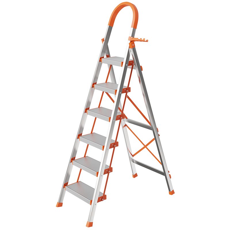 创硕 梯子家用不锈钢折叠人字梯加厚室内移动楼梯多功能伸缩爬梯小扶梯 【加厚D形不锈钢六步】