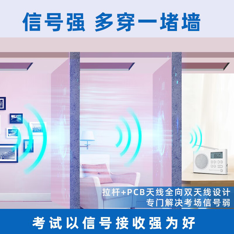 艾本(AIBEN) 四六级英语收音机信号强能穿墙 大学生用46级四级考试用听力耳机校园调频FM专四专八考试收音机 经典电池款【送耳机+电池】芯片升级