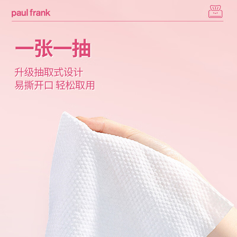 大嘴猴paul frank 洗脸巾 一次性加厚绵柔巾 干湿两用抽取式洁面巾礼物 厚款 50抽 兔年限定洗脸巾5包