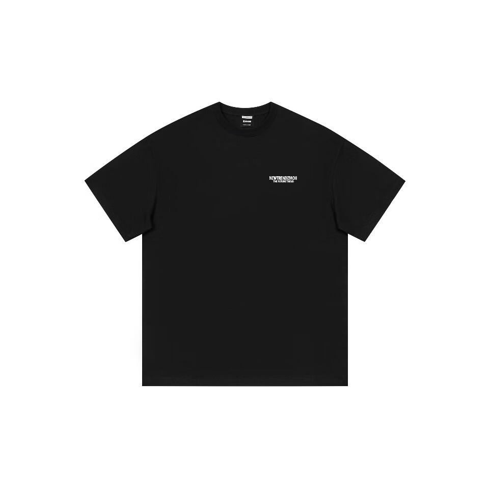 羽俙碧zmoh 无性别主义基础纯色简约logo字母印花宽松落肩圆领t恤