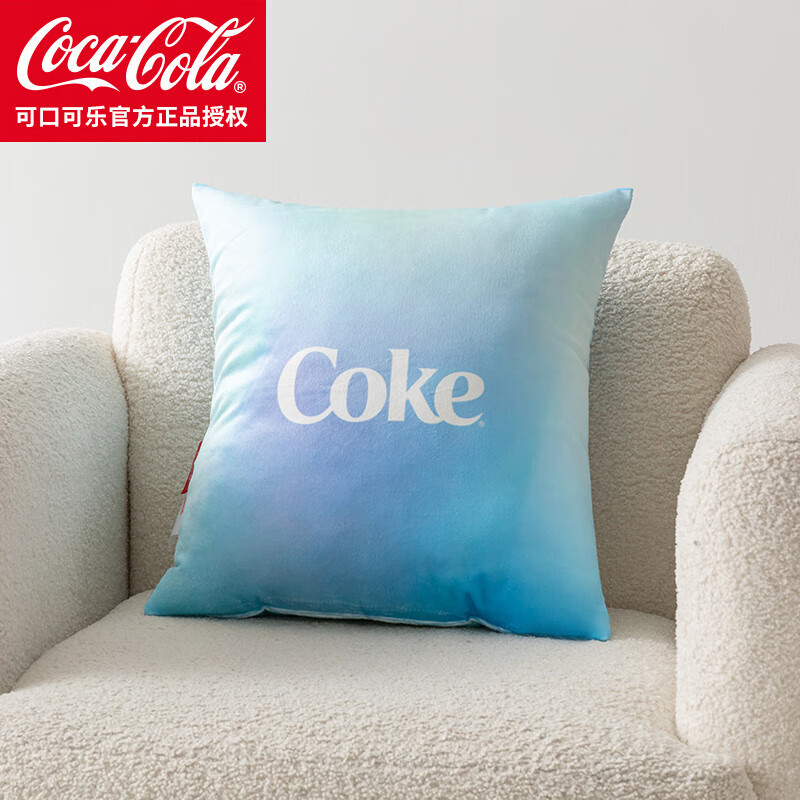 可口可乐水晶绒抱枕办公室午睡沙发靠垫车用腰靠枕 魅惑可可 45cm*45cm 含枕芯 一对装