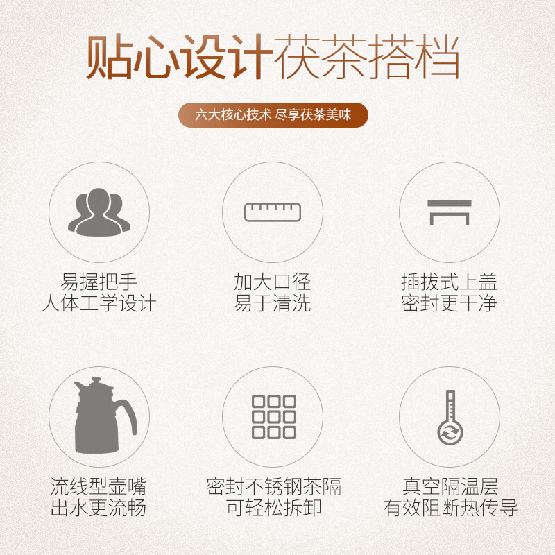 泾渭茯茶 黑茶叶 金花茯砖茶煮茶壶 茶具 800ML白色闷茶壶
