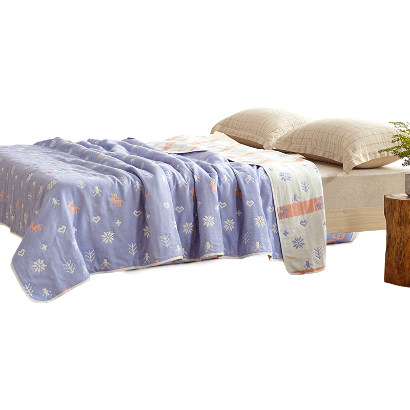 恒源祥纯棉六层纱布毛巾被卡通儿童盖毯办公室空调披肩毛毯被120×150CM