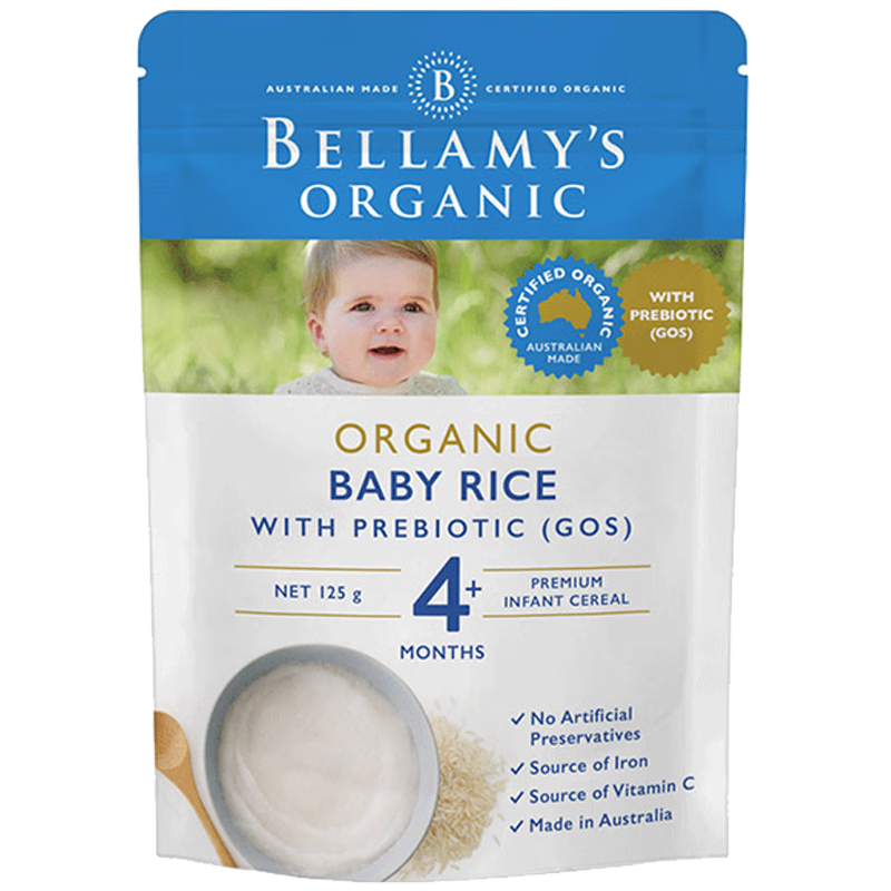 贝拉米（Bellamy's）米粉 有机高铁米粉婴儿5个月澳洲进口米糊辅食COS营养细腻易消化 原味4月+ 125g*1袋