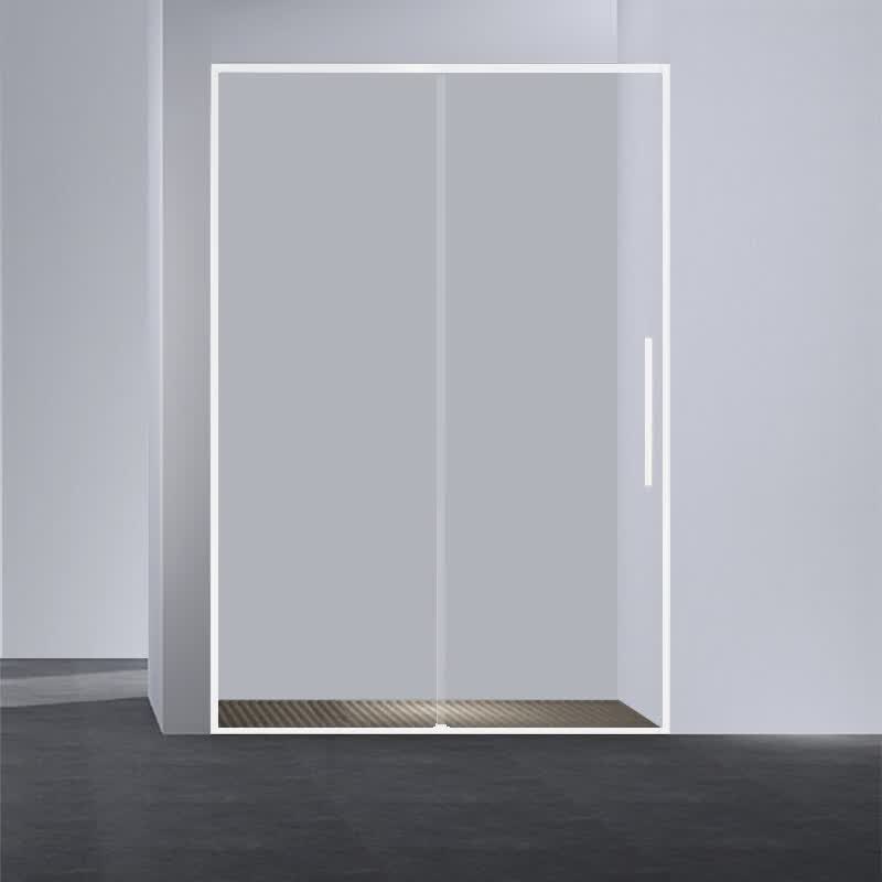云启格一字i型黑白色极简极窄边框推拉移门淋浴房卫生间玻璃隔断趟门