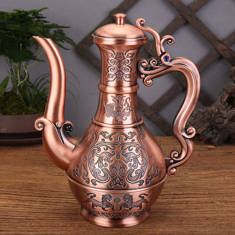 雅豪颖仿古青铜酒壶家用白酒洒壶古风酒具倒酒壶老物件分酒器 30ml