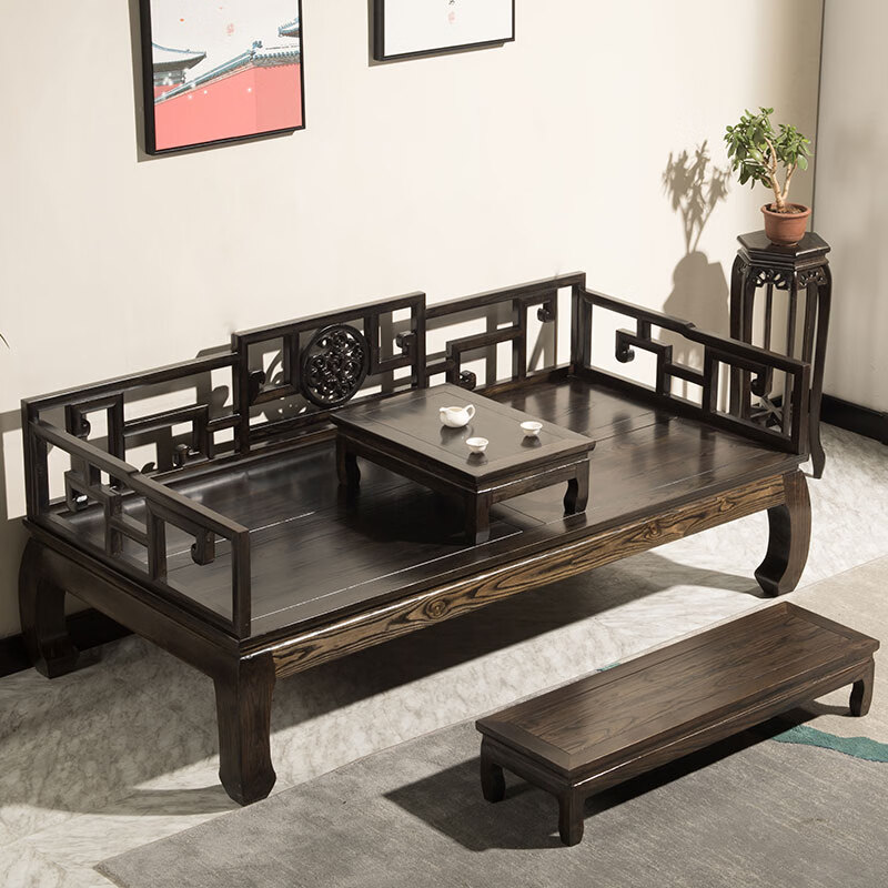 abdt罗汉床新中式全实木菠萝格沙发床贵妃榻组合三件套明清古典榻榻米