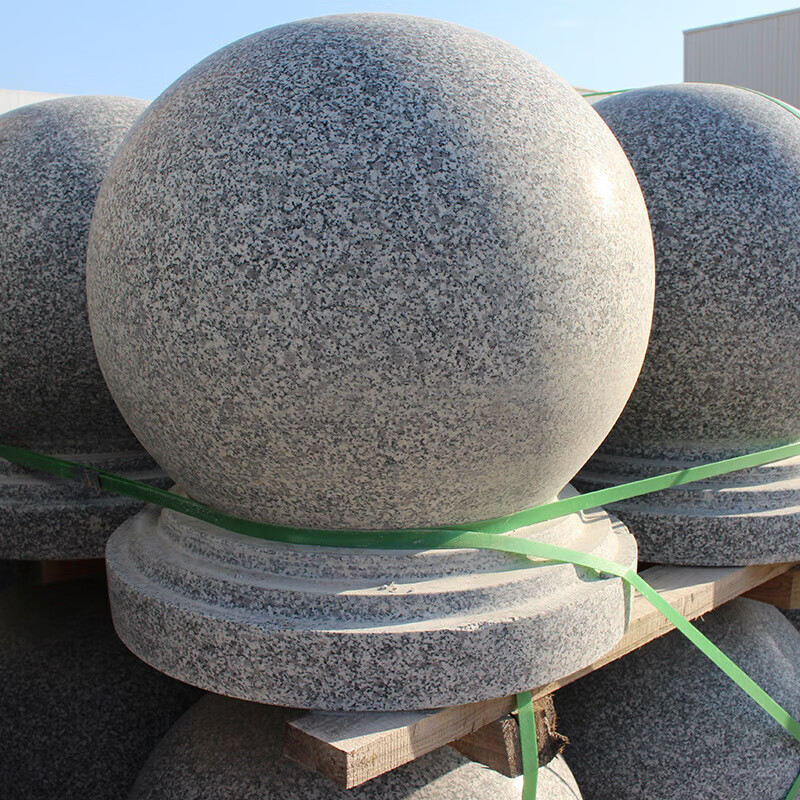 钦鹏 花岗岩石球大理石路障芝麻灰石墩拦路石人行道挡车 直径400mm