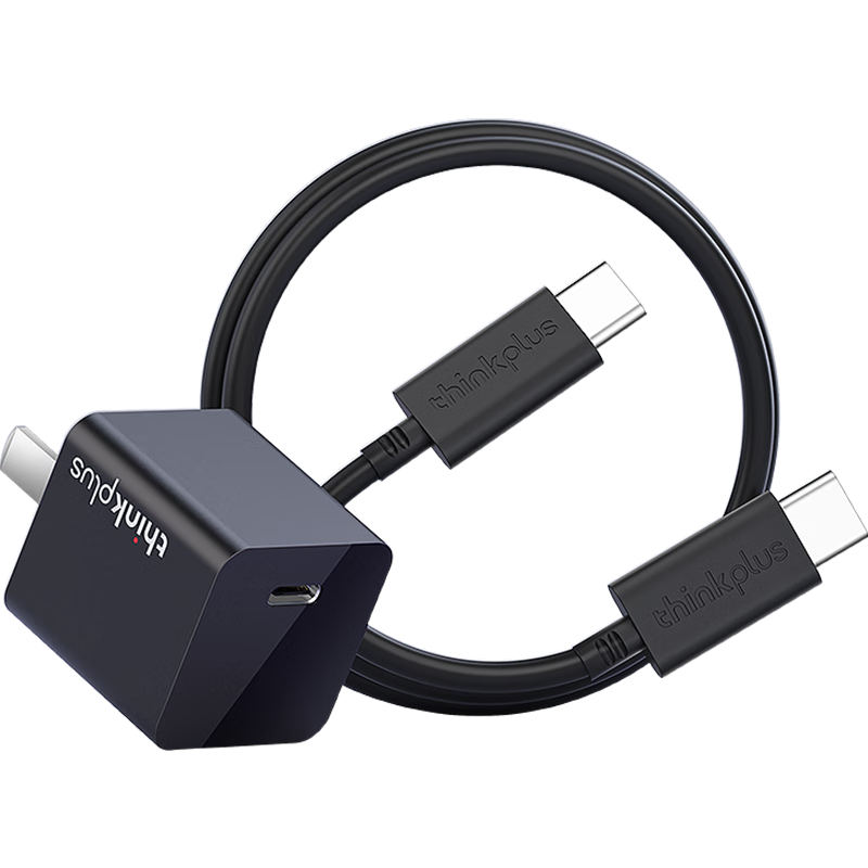 ThinkPlus联想30W氮化镓苹果充电器iPhone15快充套装兼容PD20W/27W手机ipad平板USB/Type-C数据线快充头 黑