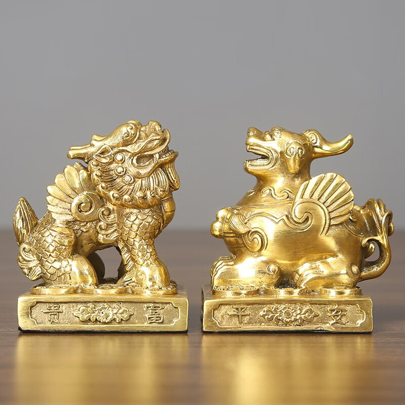 纯铜貔貅摆件一对公母工艺品皮丘公母摆件摆设铜饰品 貔貅一对