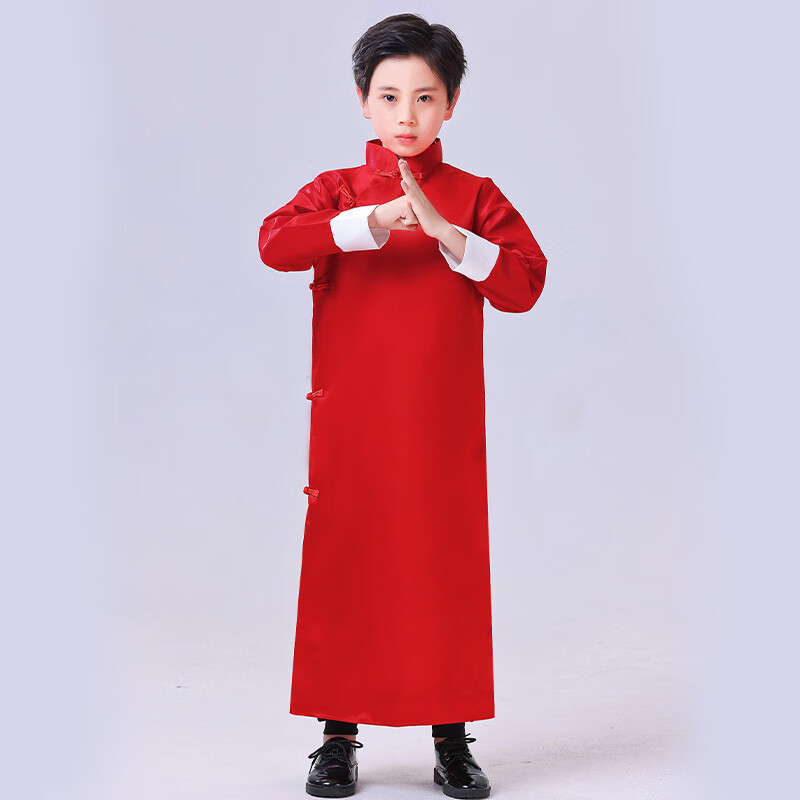 荟漂亮相声服装大褂儿童说书人同款相声服马褂快板男女童长袍演出服