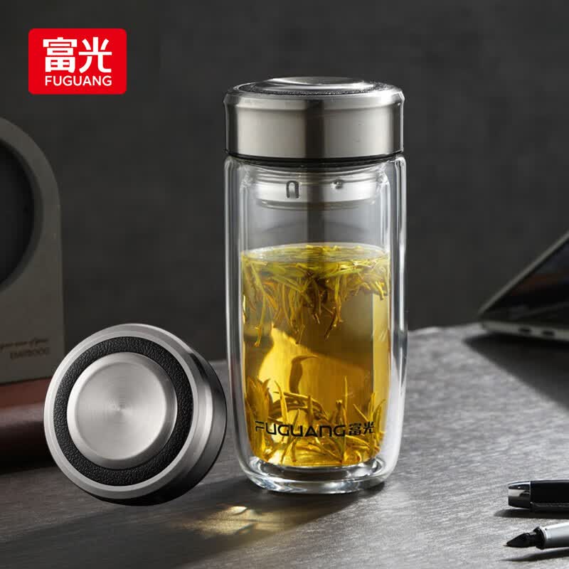 富光玻璃杯双层 带茶隔水杯大容量直身杯子茶水分离便携车载泡茶杯男怎么看?