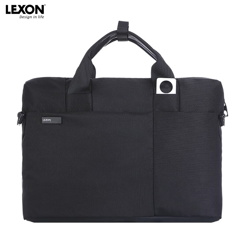 乐上（LEXON）电脑包手提商务公文包单肩包14英寸笔记本男休闲斜挎包文件包 黑色