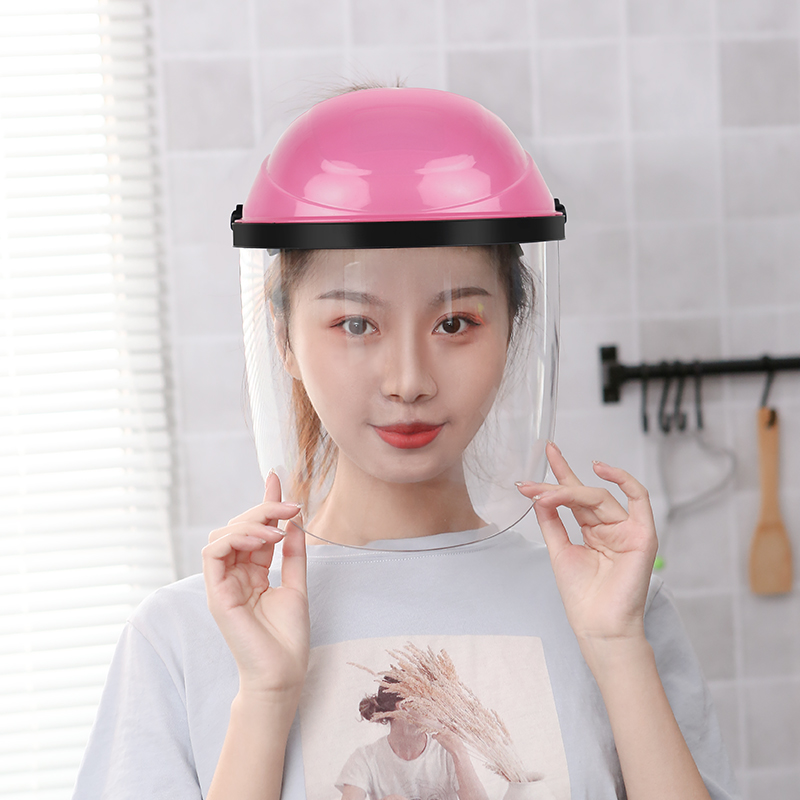 妙普乐防油面罩 日本护脸防护面罩帽防油烟炒 粉色款(不可上翻面屏)