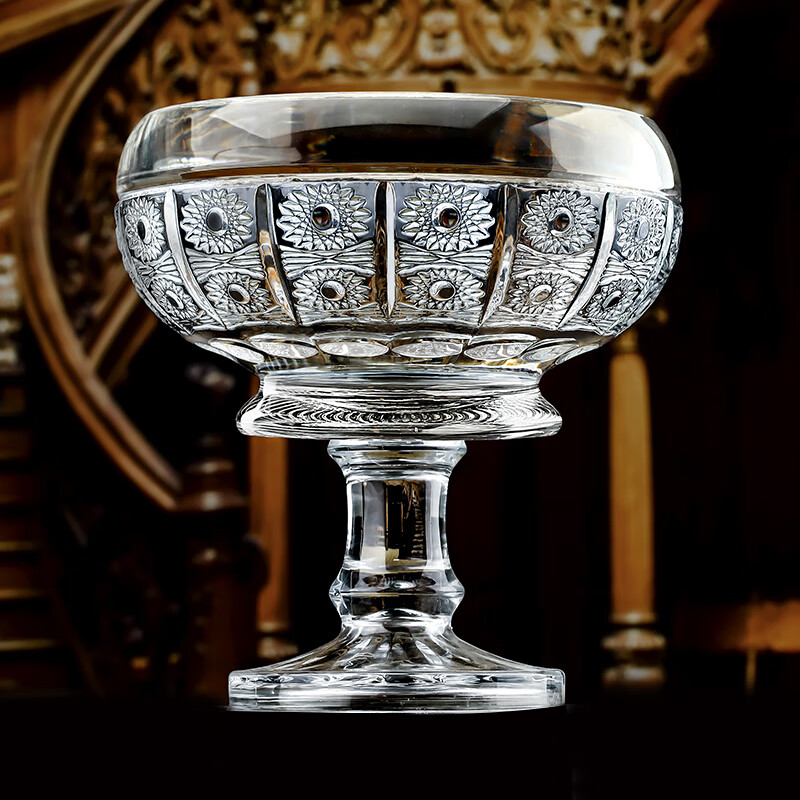 高斯(glass)水晶玻璃水果盘果斗欧式居家客厅摆件贡盘家居饰品装饰