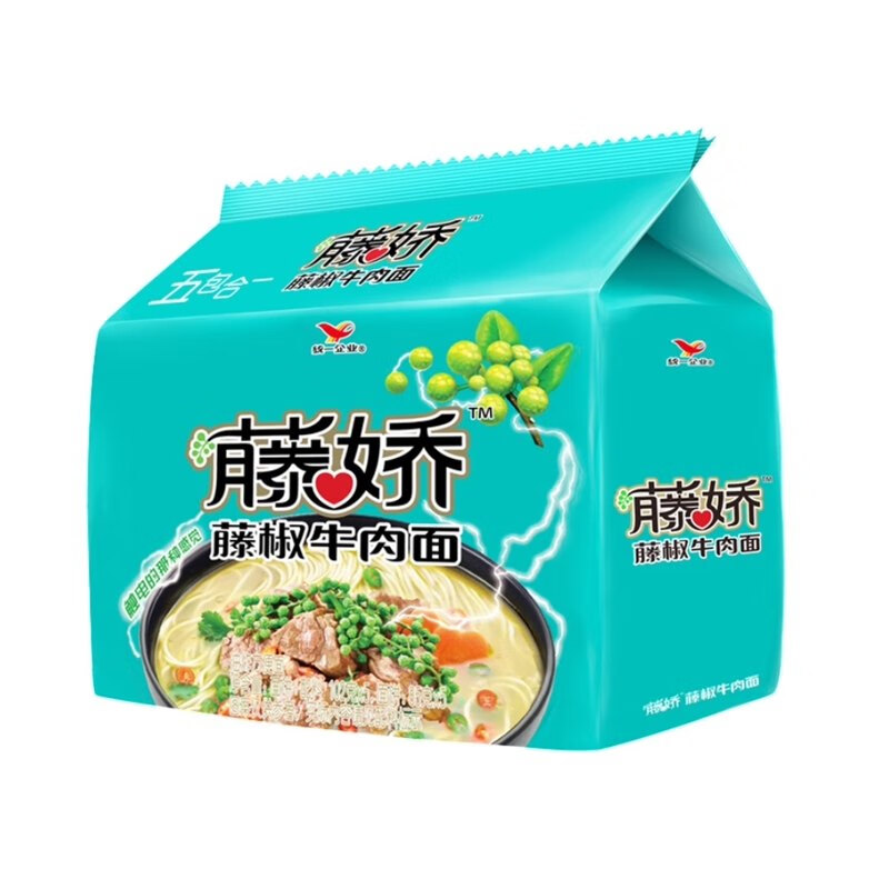 统一藤娇藤椒牛肉面5袋装速食袋面