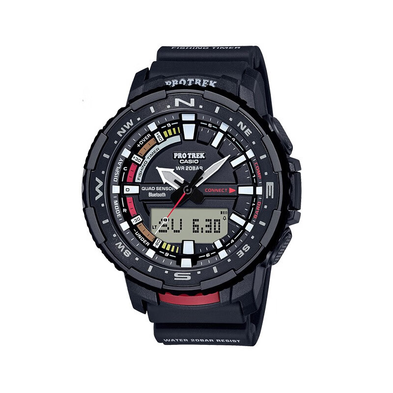 casio卡西欧男表 pro trek垂钓者系列蓝牙连接四重感应多功能户外运动