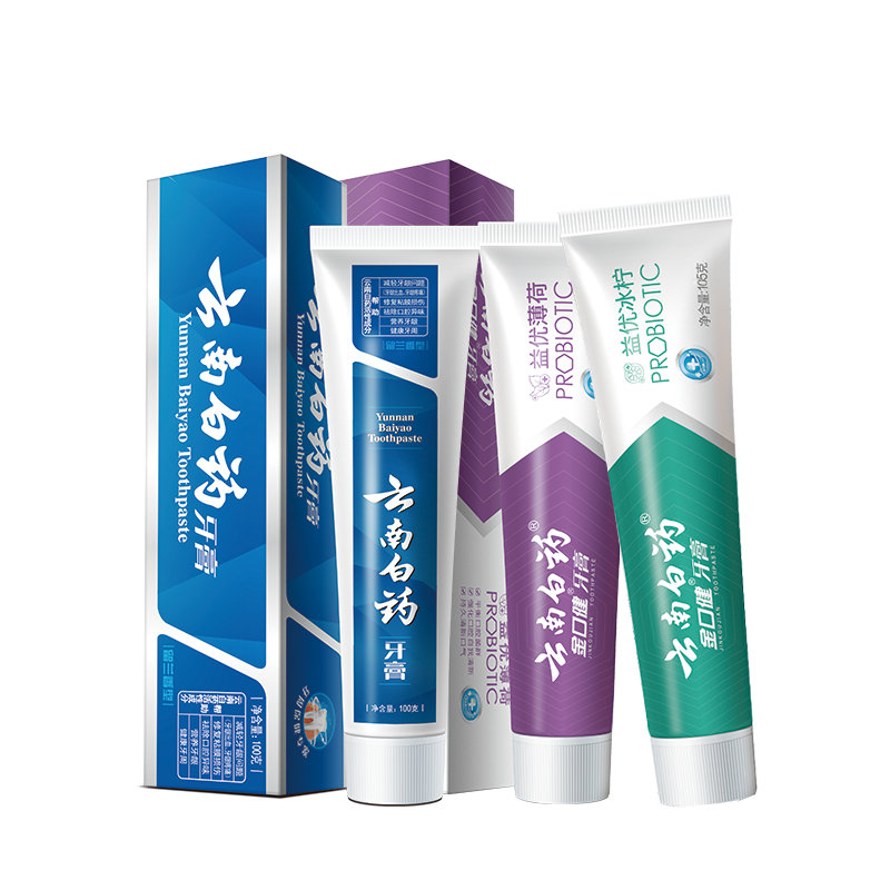云南白藥牙膏益生菌經(jīng)典套裝 清新口氣護(hù)齦減輕牙齦問題 牙膏3支共310g