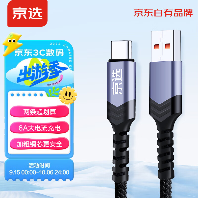 京选 京东自有品牌 Type-c数据线1.2米两根装黑色充电线6a超级快充66W适用华为荣耀小米oppo一加vivo属于什么档次？