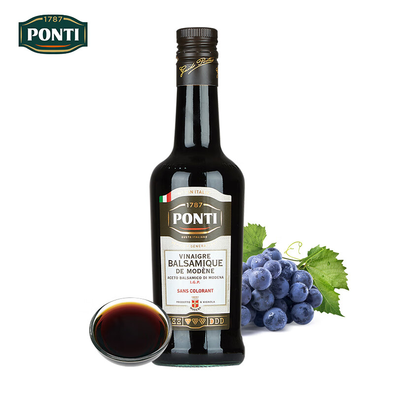 PONTI意大利进口庞蒂摩德纳香醋500ml 黑醋酿造葡萄醋油醋汁凉拌果醋