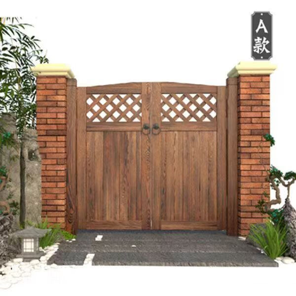 陌利 防腐木栅栏门户外围栏门花园庭院门美丽乡村网格实木碳化木 a_款