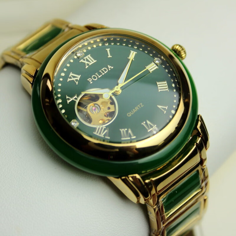 资微黛官方新疆和田玉手表和田翡翠玉石全自动机械 绿钢带(时尚款)