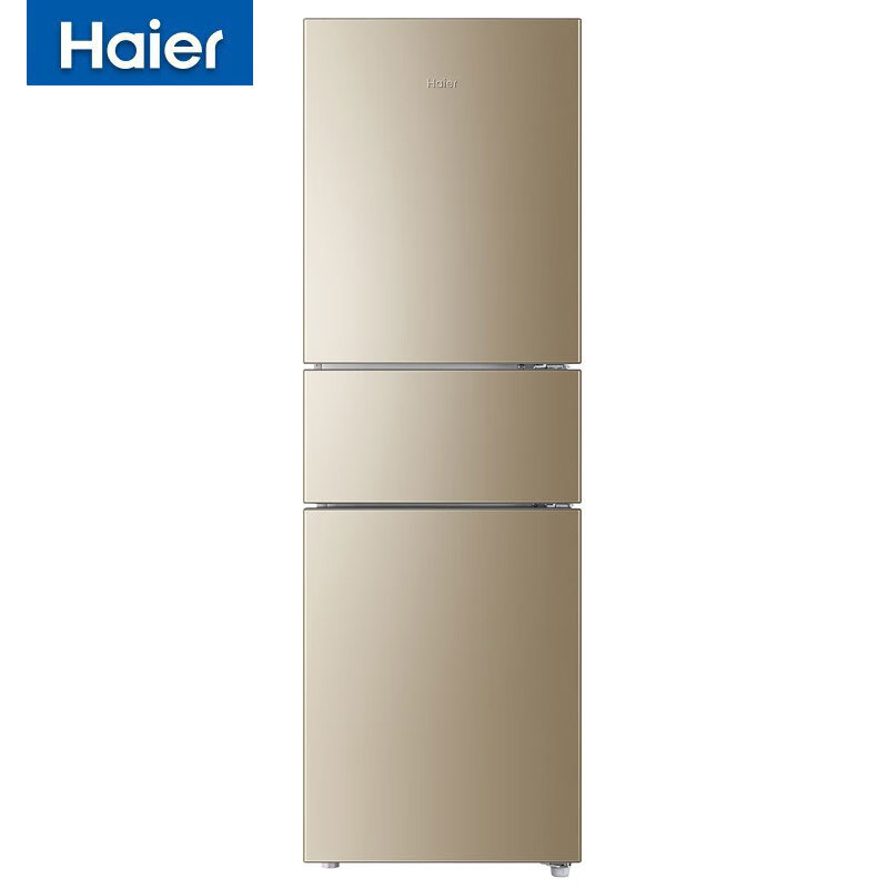 海尔haier 216升 三门冰箱风冷无霜家用 净味保鲜超薄节能软冷冻 小型
