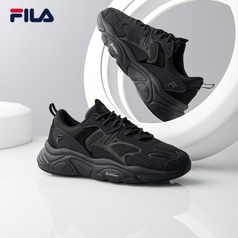 斐乐（FILA）跑步鞋老爹鞋男子跑步鞋MARSⅡ火星二代情侣款复古运动鞋休闲鞋 黑-BK-F12M141116F 42