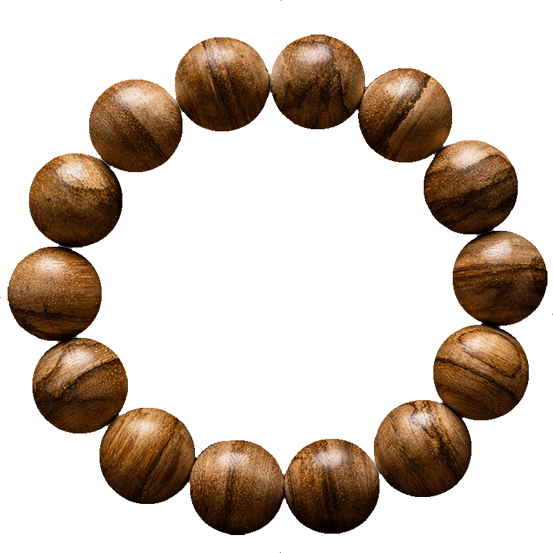 木之森 沉香佛珠木珠手串达拉干虎斑纹柬埔寨文莱天然文玩生日礼物 海南熟结，14mm*15颗