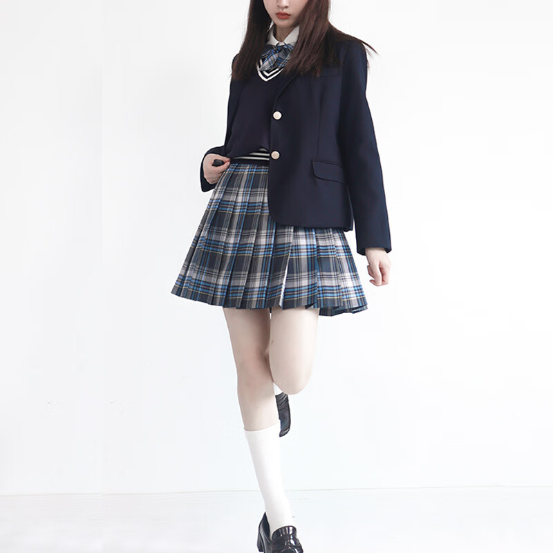 黛缥原创jk制服裙 格裙 日系 半身裙百褶裙 现货掉落 【黛缥】39cm xs
