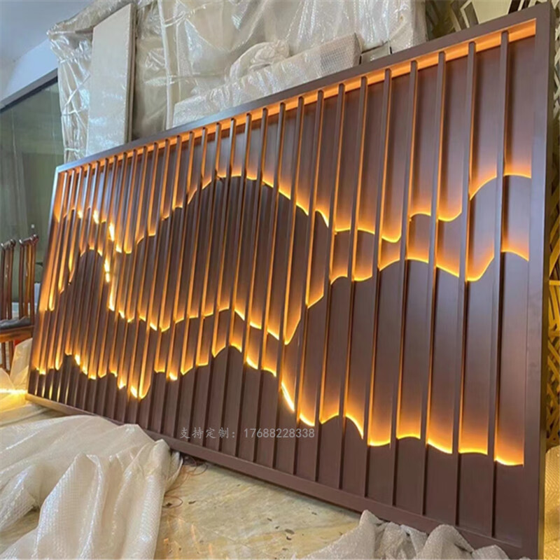 妙普乐户外玄关屏风 不锈钢屏风隔断假山造型玄关户外庭院迎门背景墙