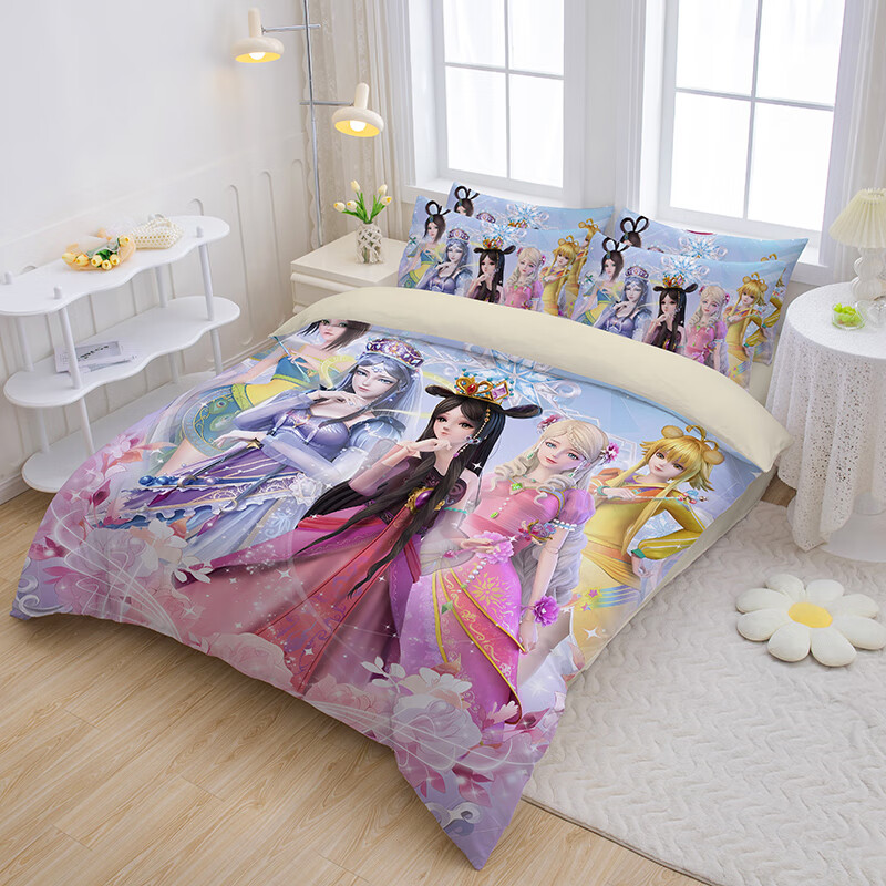 澳颜莱 叶罗丽四件套 可爱女孩精灵叶罗丽纯棉床单四件套儿童卧室全棉