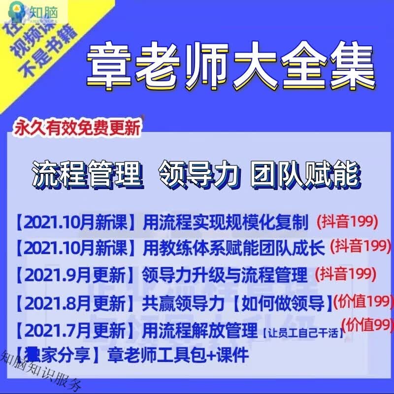 章老师领导力升级与企业流程管理团队成长培训课抖音同步更新视频课程全集 章义伍大全集(含以上全部-包更新 发货方式：百度网盘属于什么档次？