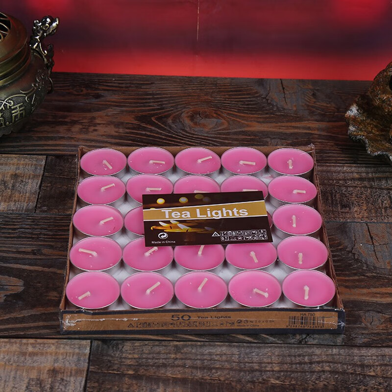 节摆图无烟蜡烛煮茶石蜡网红求婚浪漫表白圆形烛台小蜡烛 粉色圆2小时