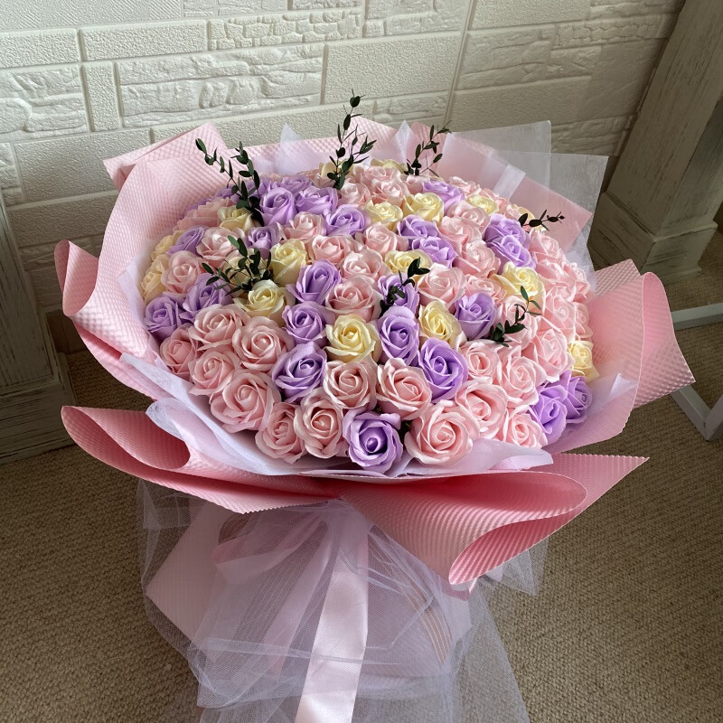 香皂花束99朵玫瑰花香皂花捧花束生日礼物情人节送女生朋友老婆闺蜜