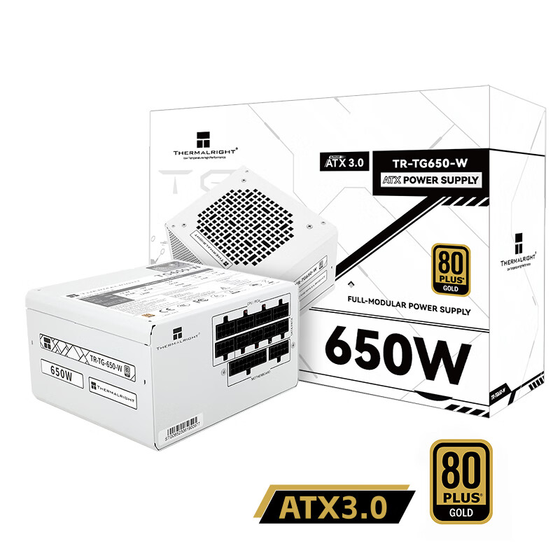Thermalright(利民)  额定650W TR-TG650-W 金牌全模组  全日系电解电容14CM小机身ATX3.0电源 80PLUS金牌认证