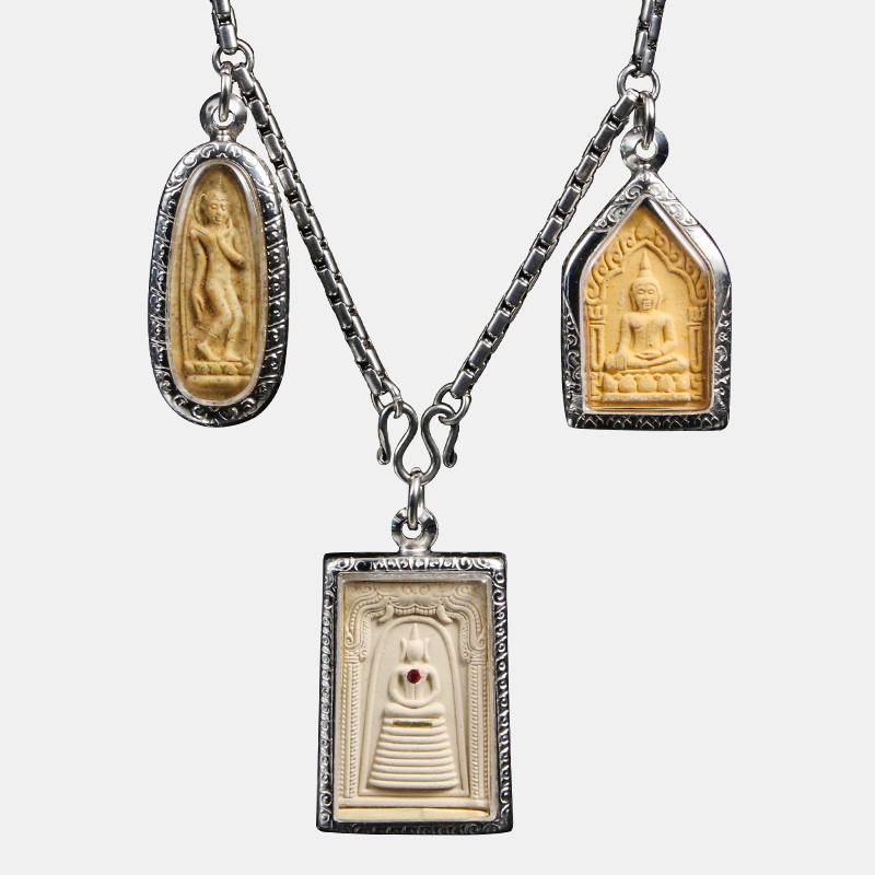 泰国佛牌吊坠 南帕亚龙婆坤三挂坤平崇迪项链 三挂一套(含链子)