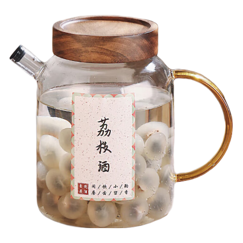 格娜斯大容量青梅玻璃泡酒瓶容器果酒楊梅酒瓶釀酒罐空瓶密封酒壇子酒桶 【兩只裝】相思木蓋泡酒瓶4L