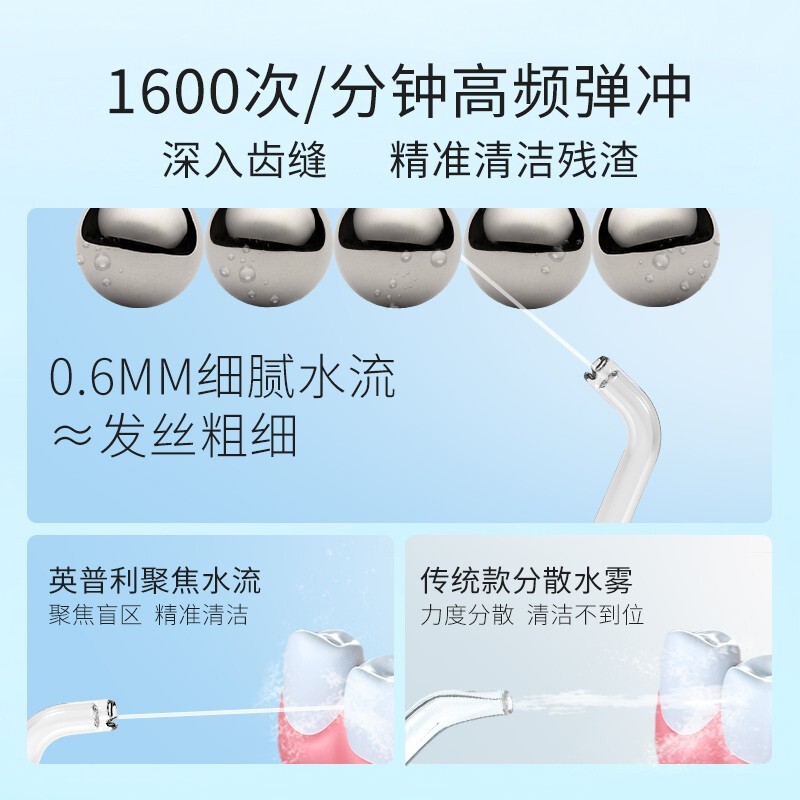 英普利（ENPULY）冲牙器/洗牙器/水牙线/洁牙器正畸适用便携式设计 M6Plus升级款白色
