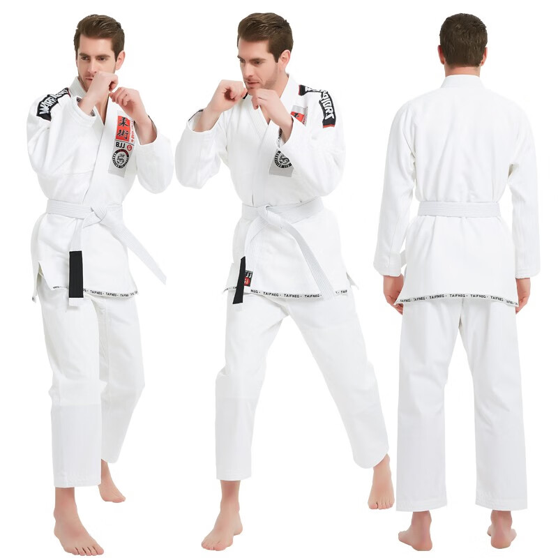 競派競派巴西柔術(shù)服防磨訓練服比賽道服BJJ GI男女加厚專(zhuān)業(yè)柔道服成人 白色柔術(shù)服 A5