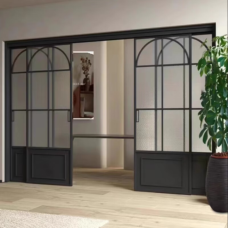 仁聚益法式复古推拉门三联动复古门折叠门玻璃门隔断移门卫生间门厨房