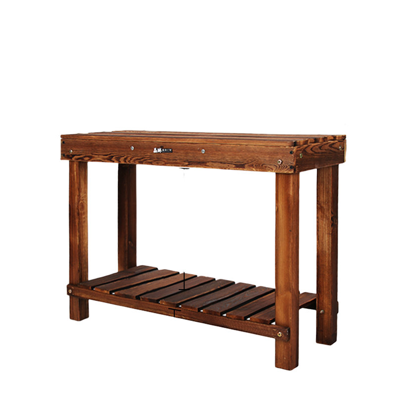 晶琳陽臺花架防腐木花架戶外雙層花凳碳化實木花架室外落地室內(nèi)置物架 雙層120*50*80