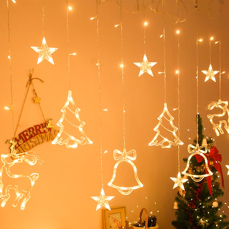 全品屋 圣诞装饰元旦新年led星星灯小彩灯闪灯串灯满天星房间氛围布置 暖色3.5米圣诞灯（多功能闪烁）