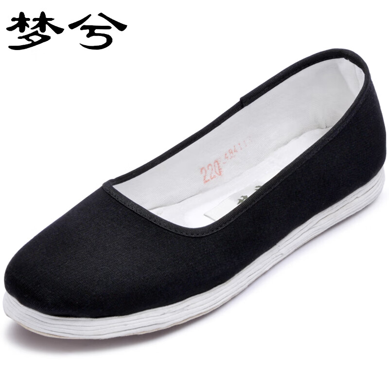 梦兮 春秋款千层底传统老北京手工女士亚麻布鞋 方口舒适手工平底透气
